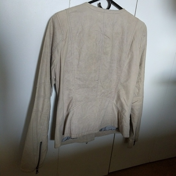 New! Banana Republic Gray Leather Jacket Size Med - Picture 2 of 7